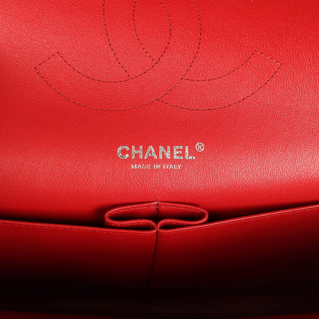 Chanel Jumbo Classic Double Flap Bag Red Lambskin Silver Hardware
