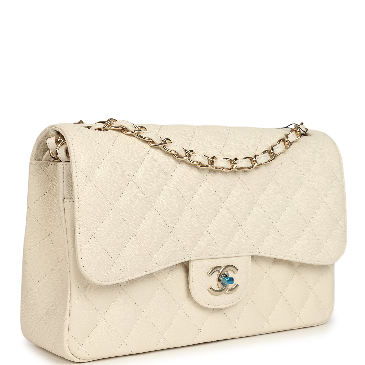 Chanel Jumbo Classic Double Flap Bag Cream Caviar Gold Hardware