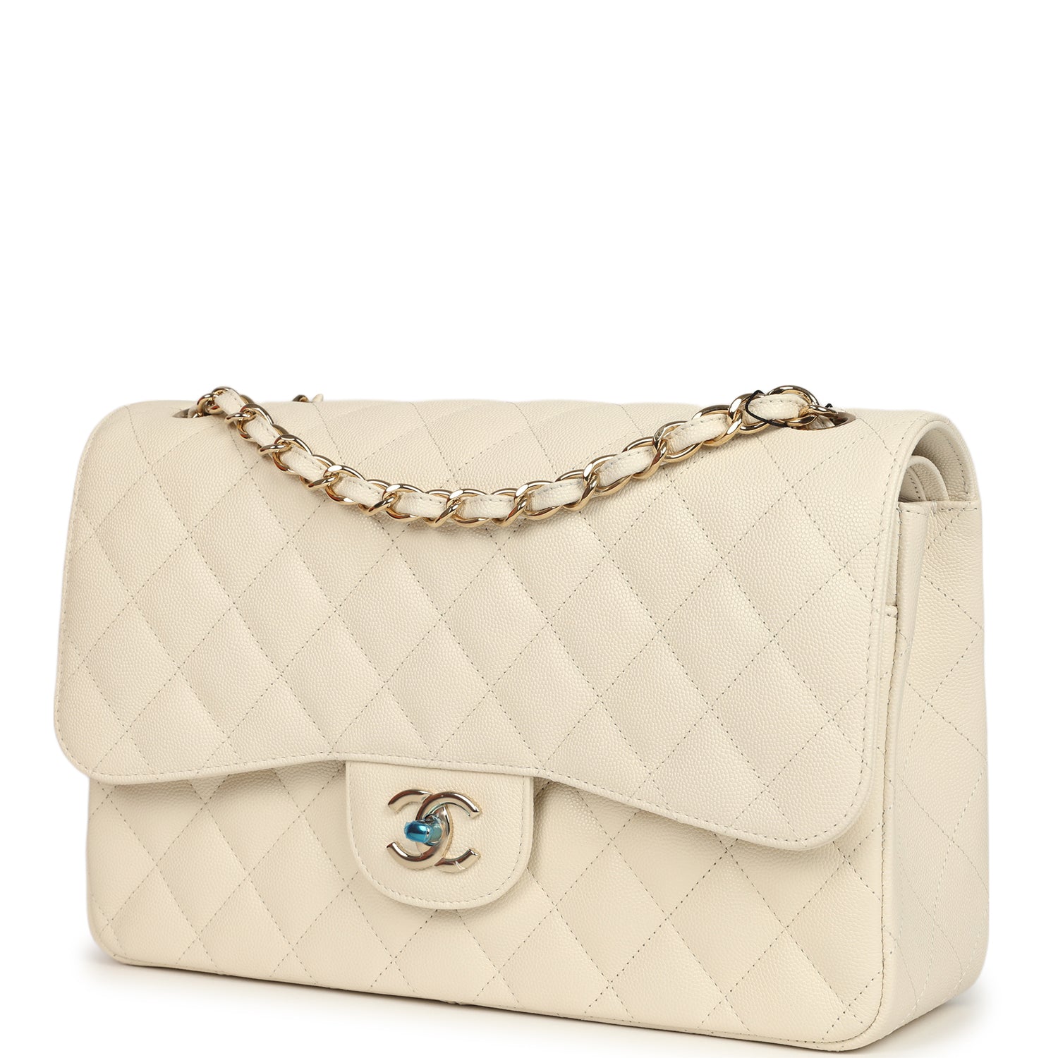 Chanel Jumbo Classic Double Flap Bag Cream Caviar Gold Hardware