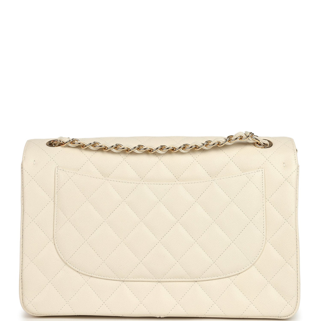 Chanel Jumbo Classic Double Flap Bag Cream Caviar Gold Hardware