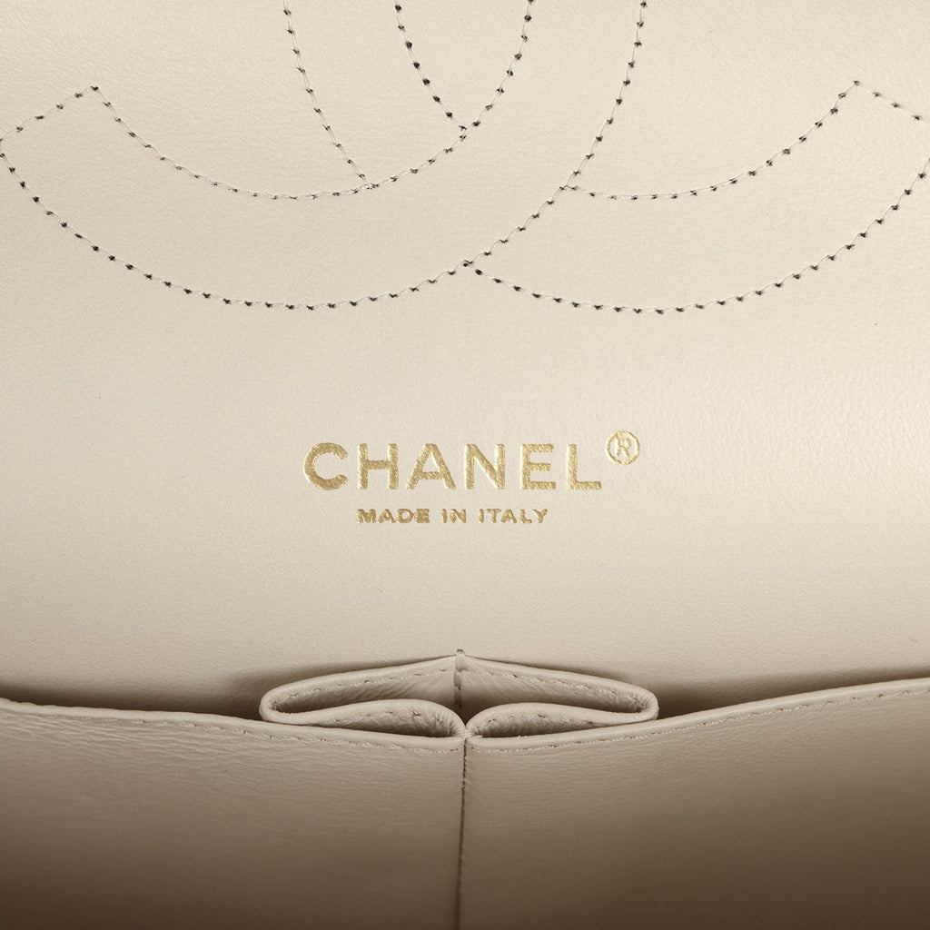 Chanel Jumbo Classic Double Flap Bag Cream Caviar Gold Hardware