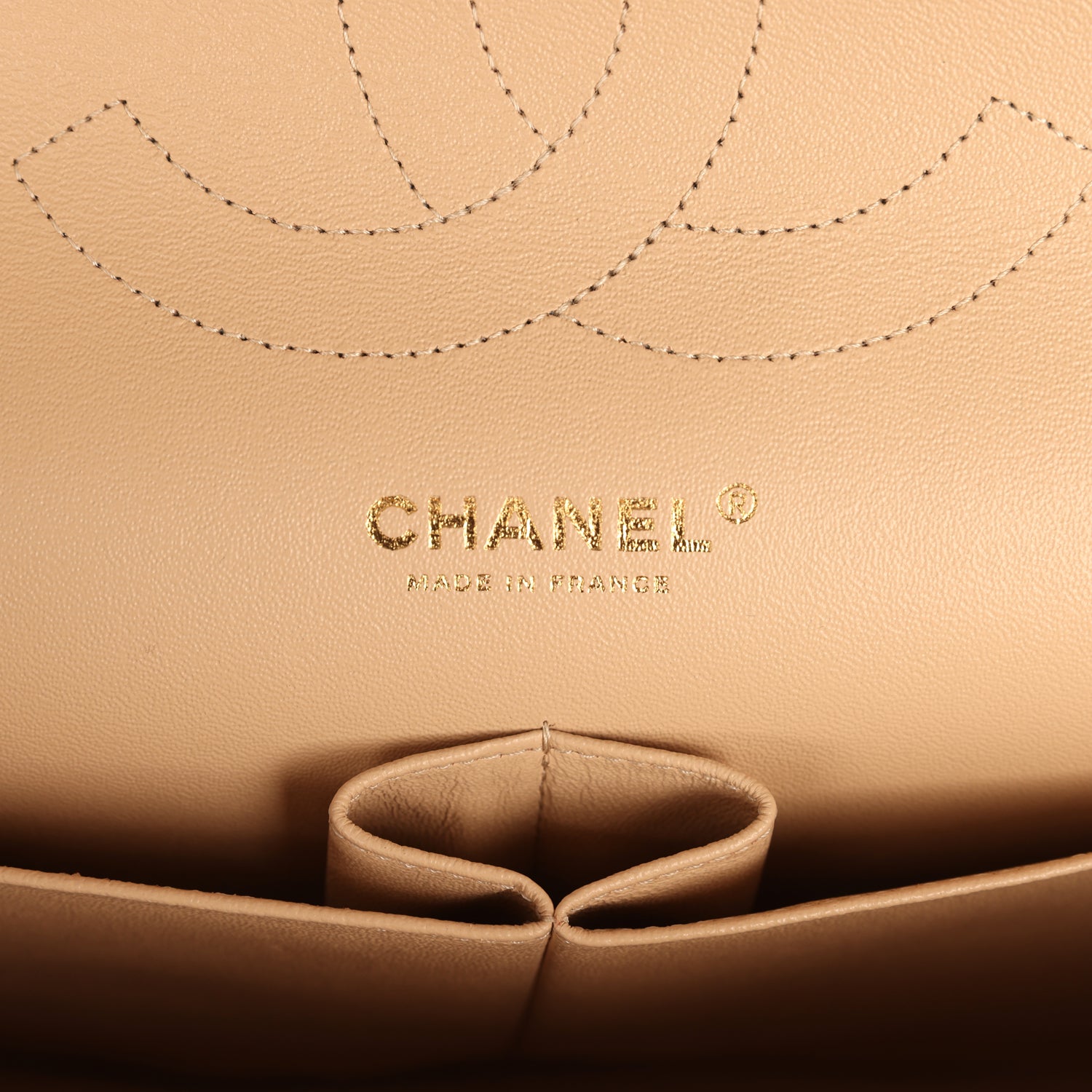 Pre-owned Chanel Jumbo Classic Double Flap Bag Light Beige Caviar Gold Hardware