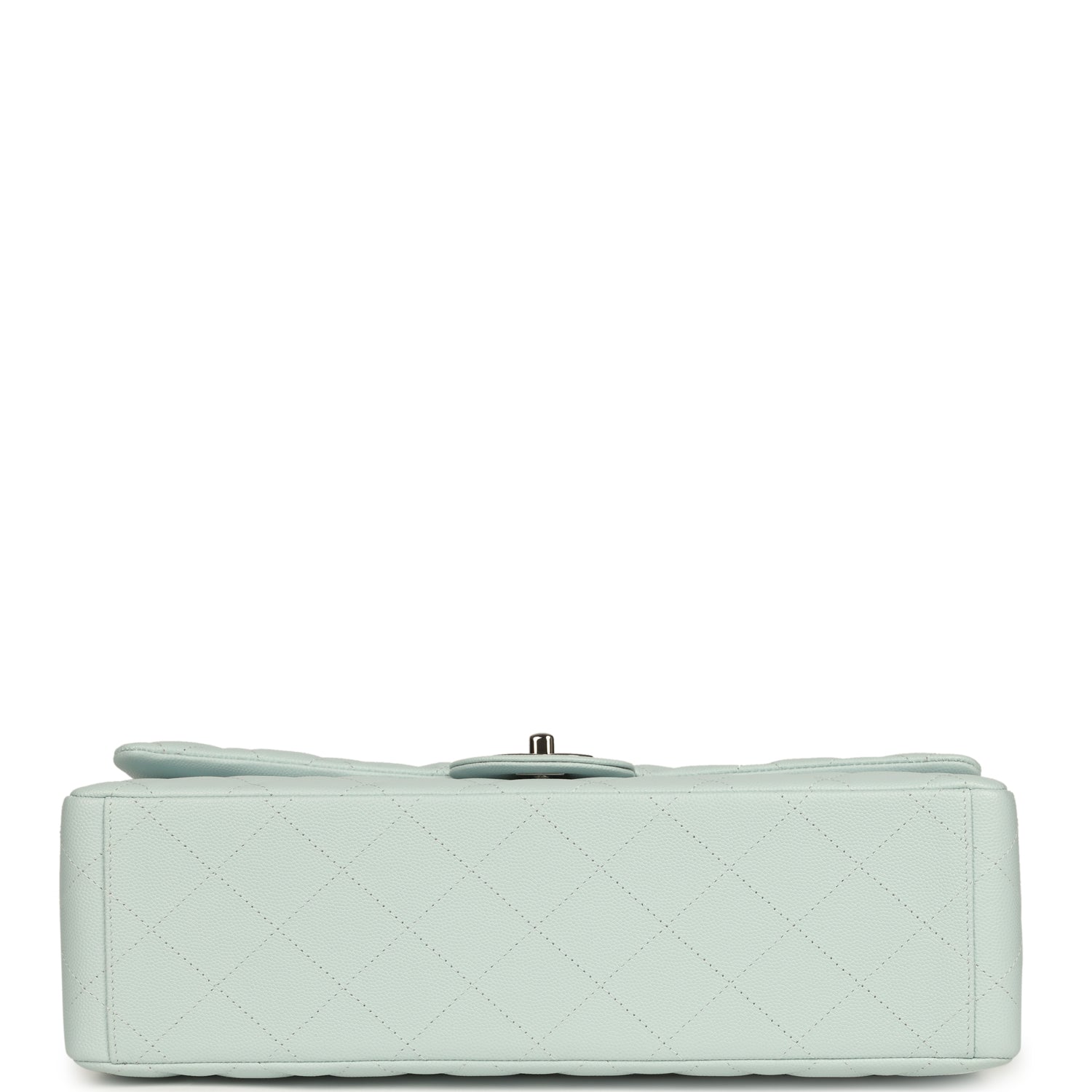 Chanel Maxi Classic Double Flap Bag Light Blue Shiny Caviar Silver Hardware