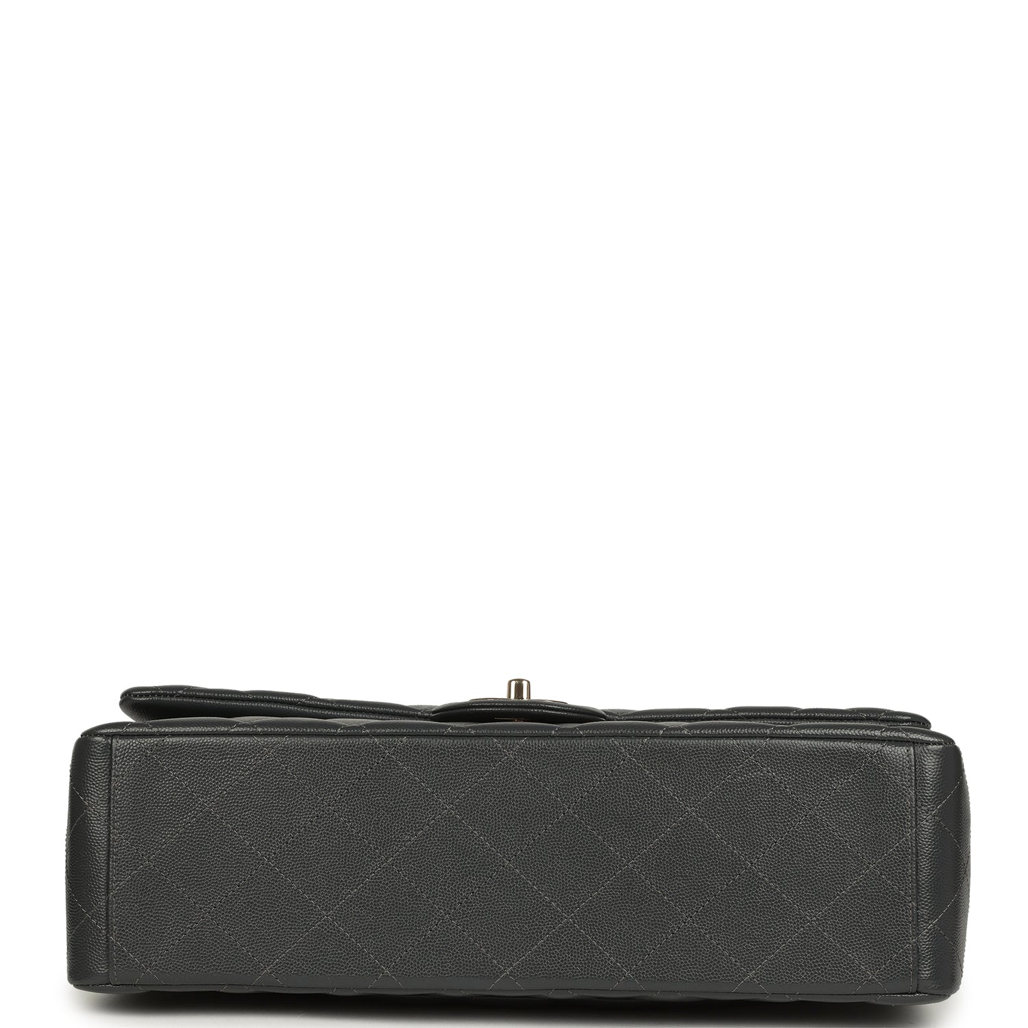 Chanel Maxi Classic Double Flap Bag Dark Grey Shiny Caviar Light Gold Hardware