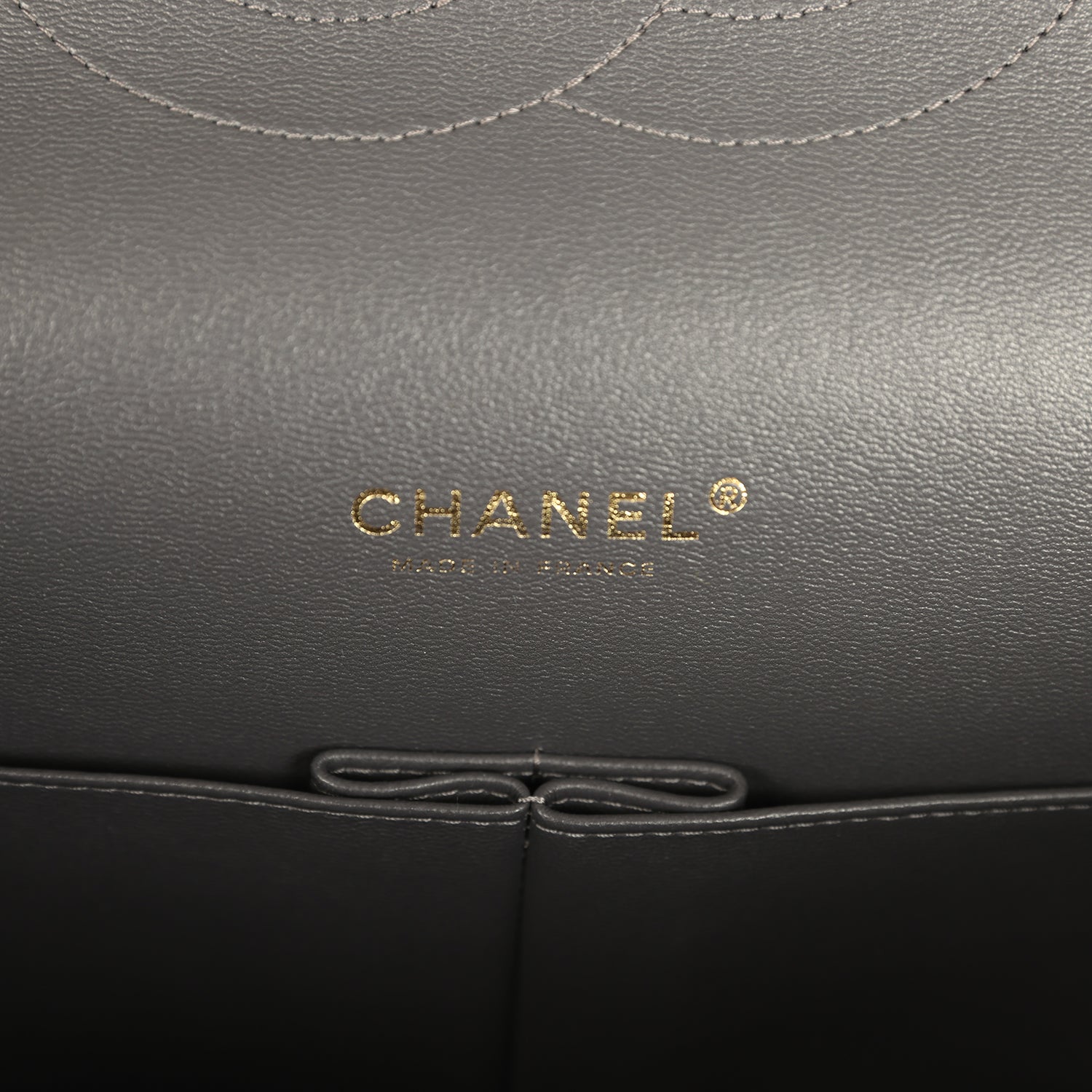 Chanel Maxi Classic Double Flap Bag Dark Grey Shiny Caviar Light Gold Hardware