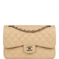 Chanel Jumbo Classic Double Flap Bag Light Beige Caviar Silver Hardware