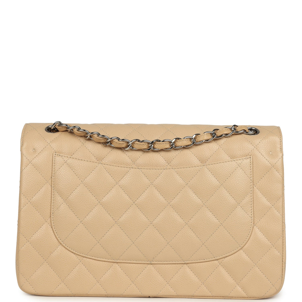 Chanel Jumbo Classic Double Flap Bag Light Beige Caviar Silver Hardware