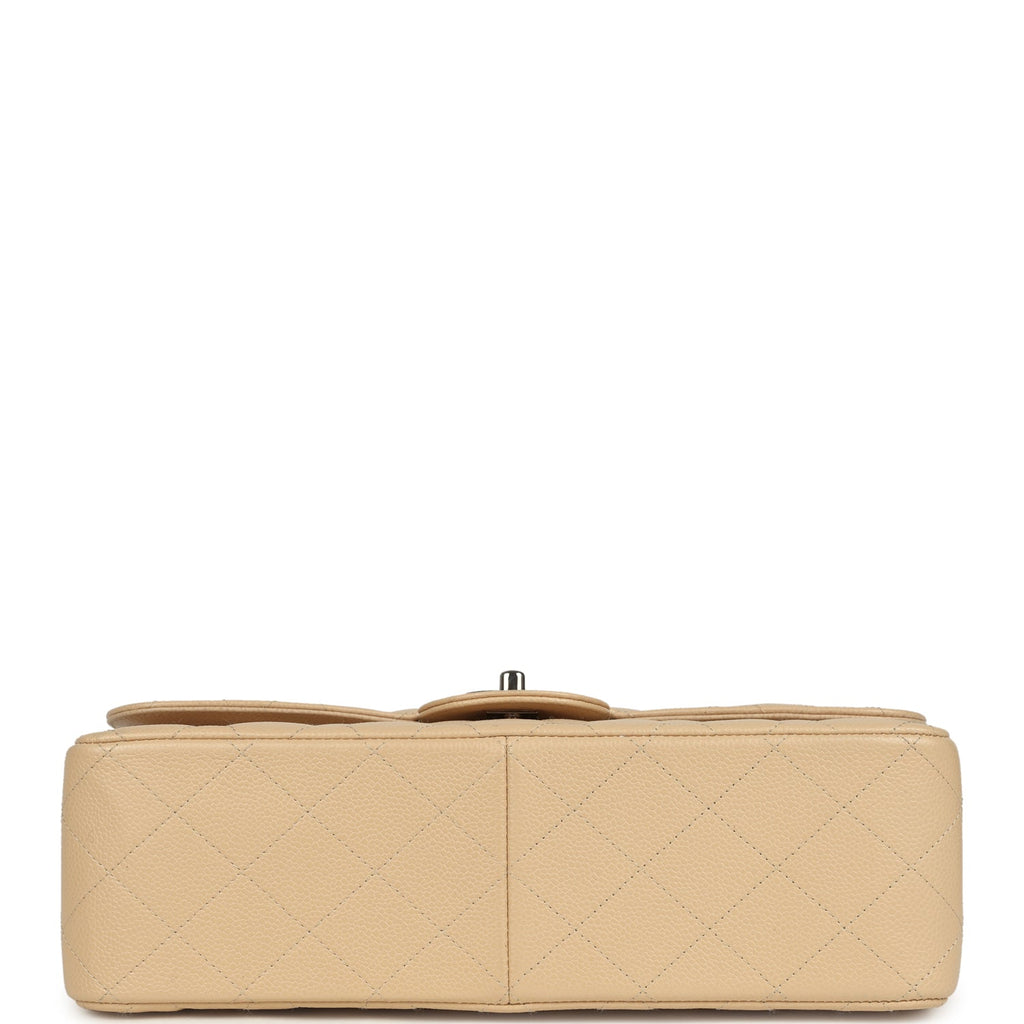 Chanel Jumbo Classic Double Flap Bag Light Beige Caviar Silver Hardware