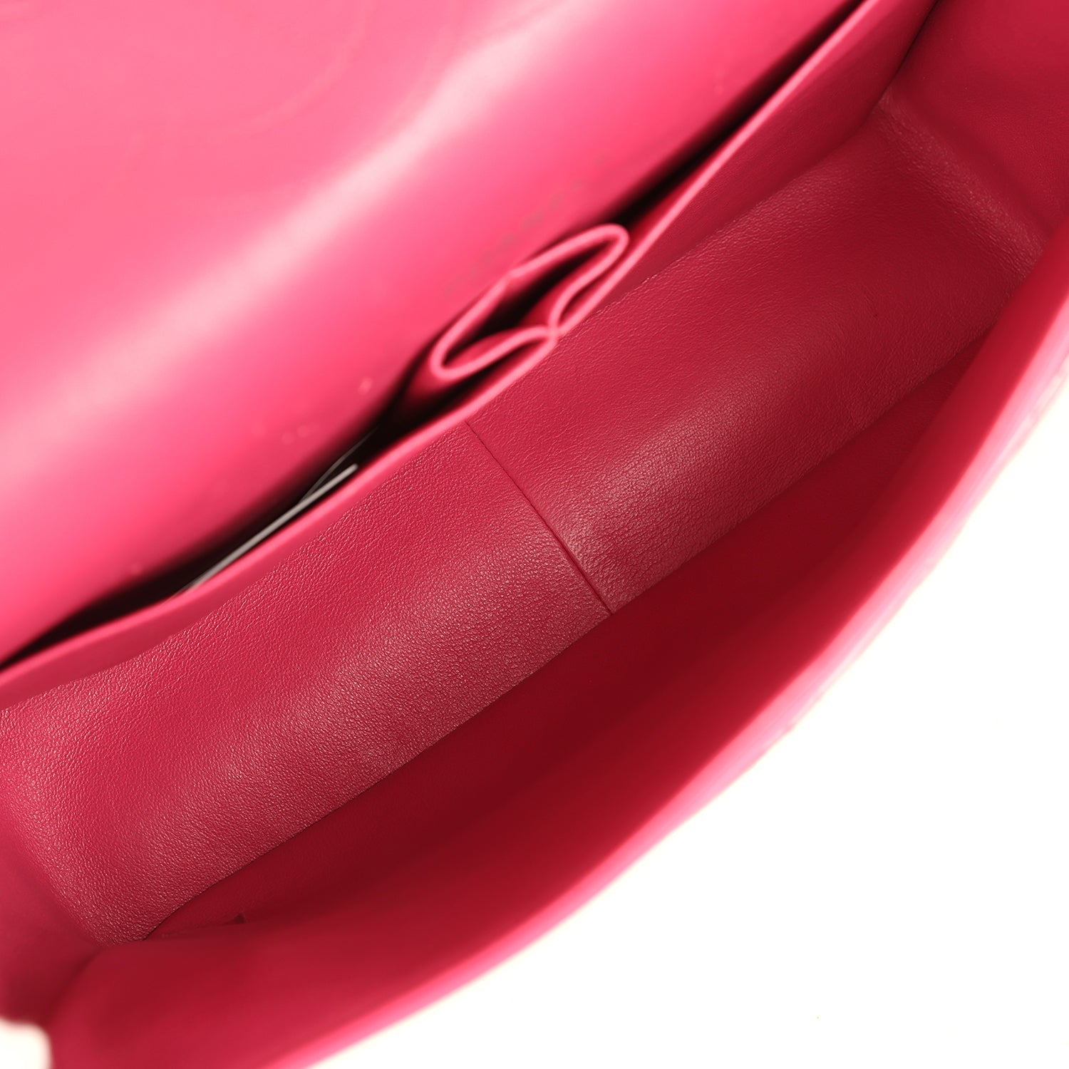 Chanel Maxi Classic Double Flap Bag Dark Pink Patent Silver Hardware