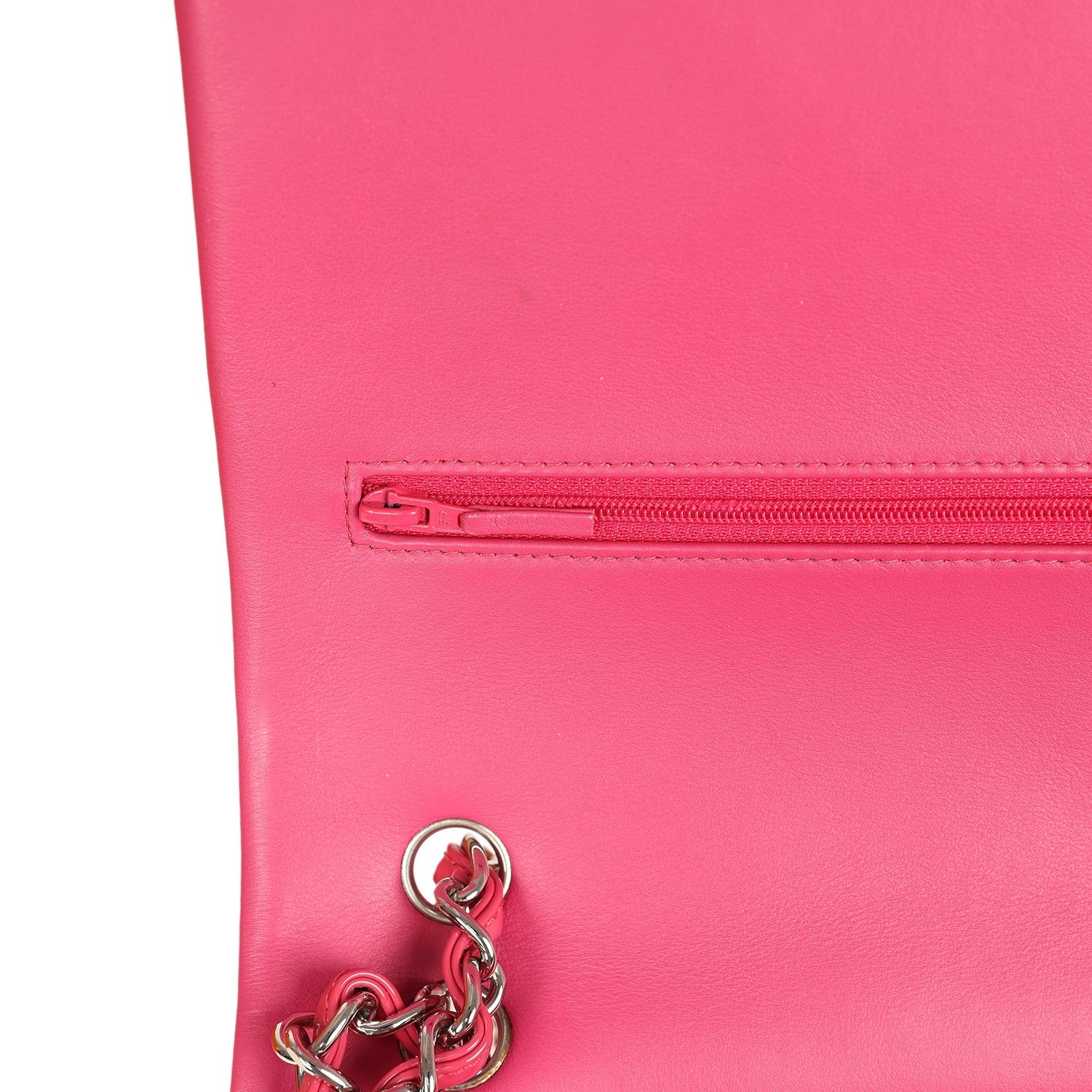 Chanel Maxi Classic Double Flap Bag Dark Pink Patent Silver Hardware