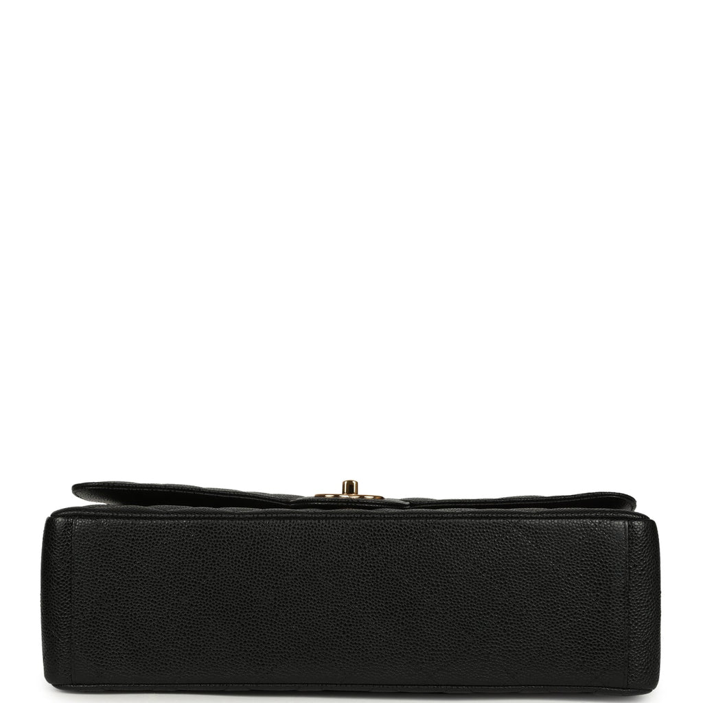 Chanel Maxi Classic Double Flap Bag Black Caviar Gold Hardware