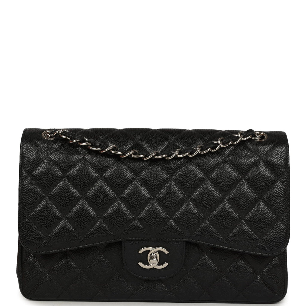 Chanel Jumbo Classic Double Flap Bag Black Caviar Silver Hardware