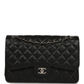 Chanel Jumbo Classic Double Flap Bag Black Caviar Silver Hardware