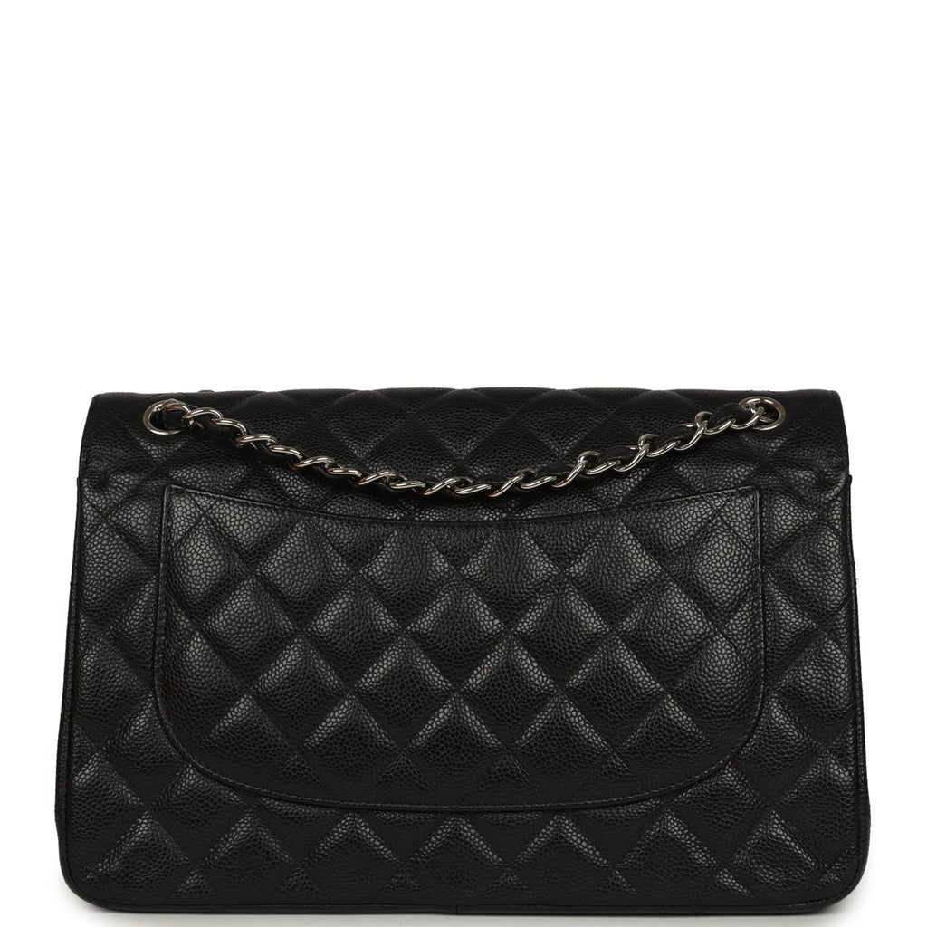 Chanel Jumbo Classic Double Flap Bag Black Caviar Silver Hardware