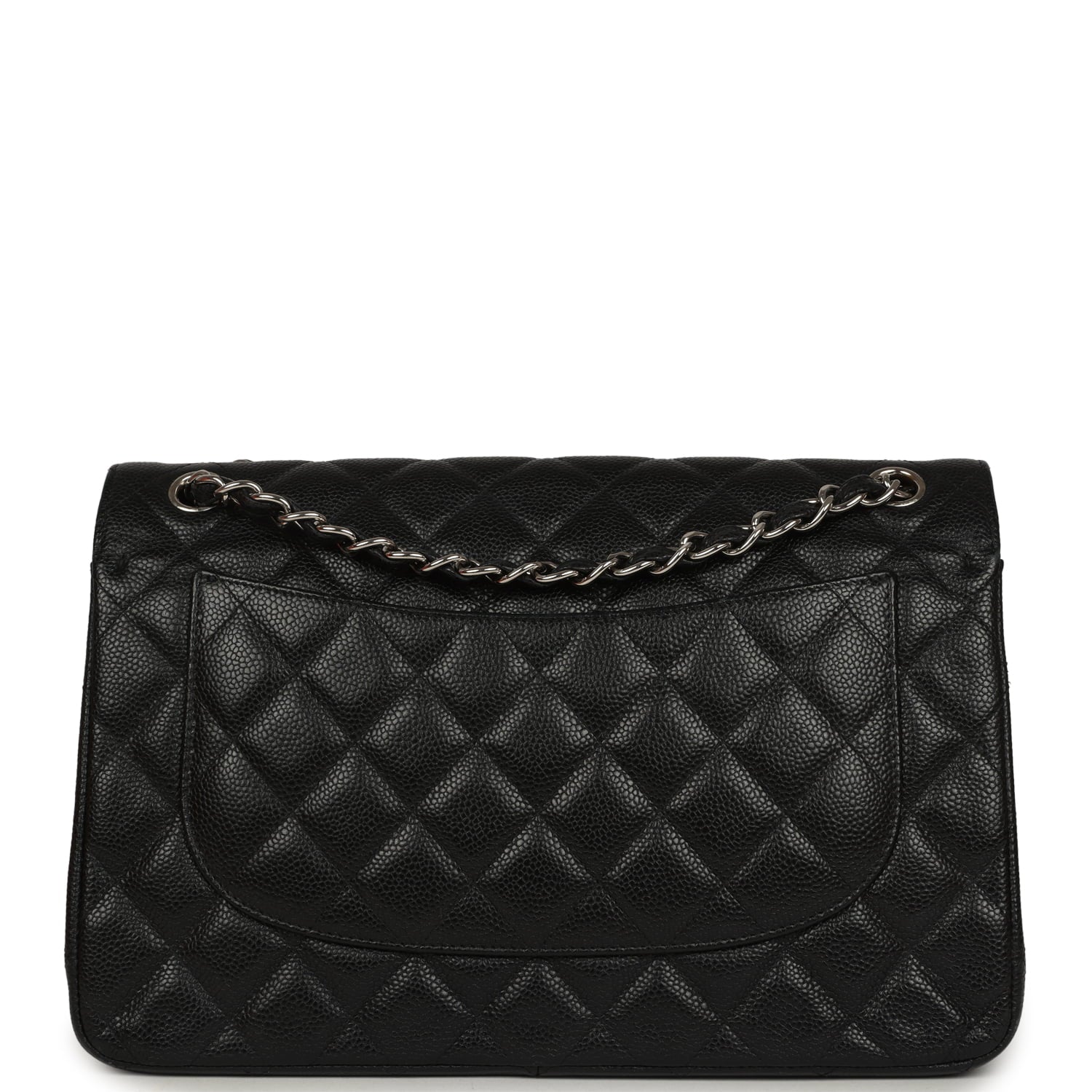 Chanel Jumbo Classic Double Flap Bag Black Caviar Silver Hardware