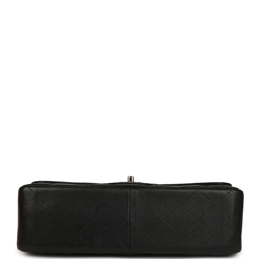 Chanel Jumbo Classic Double Flap Bag Black Caviar Silver Hardware