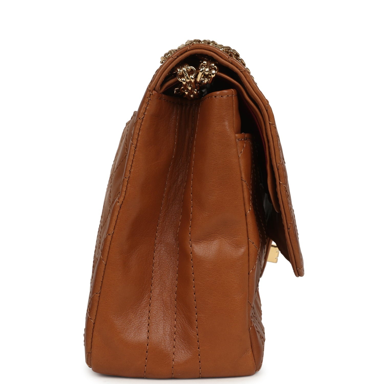 Chanel Maxi "Crush" Reissue 225 2.55 Double Flap Bag Camel Patinated Calfskin Gold Hardware