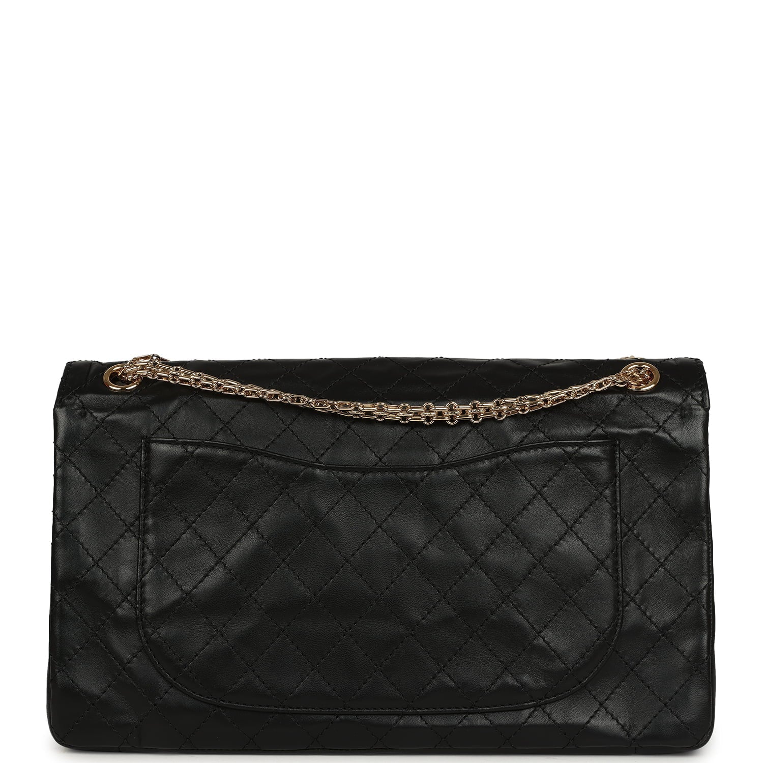 Chanel Maxi "Crush" Reissue 225 2.55 Double Flap Bag Black Lambskin Gold Hardware