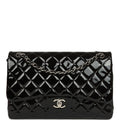 Chanel Jumbo Classic Double Flap Bag Black Patent Silver Hardware