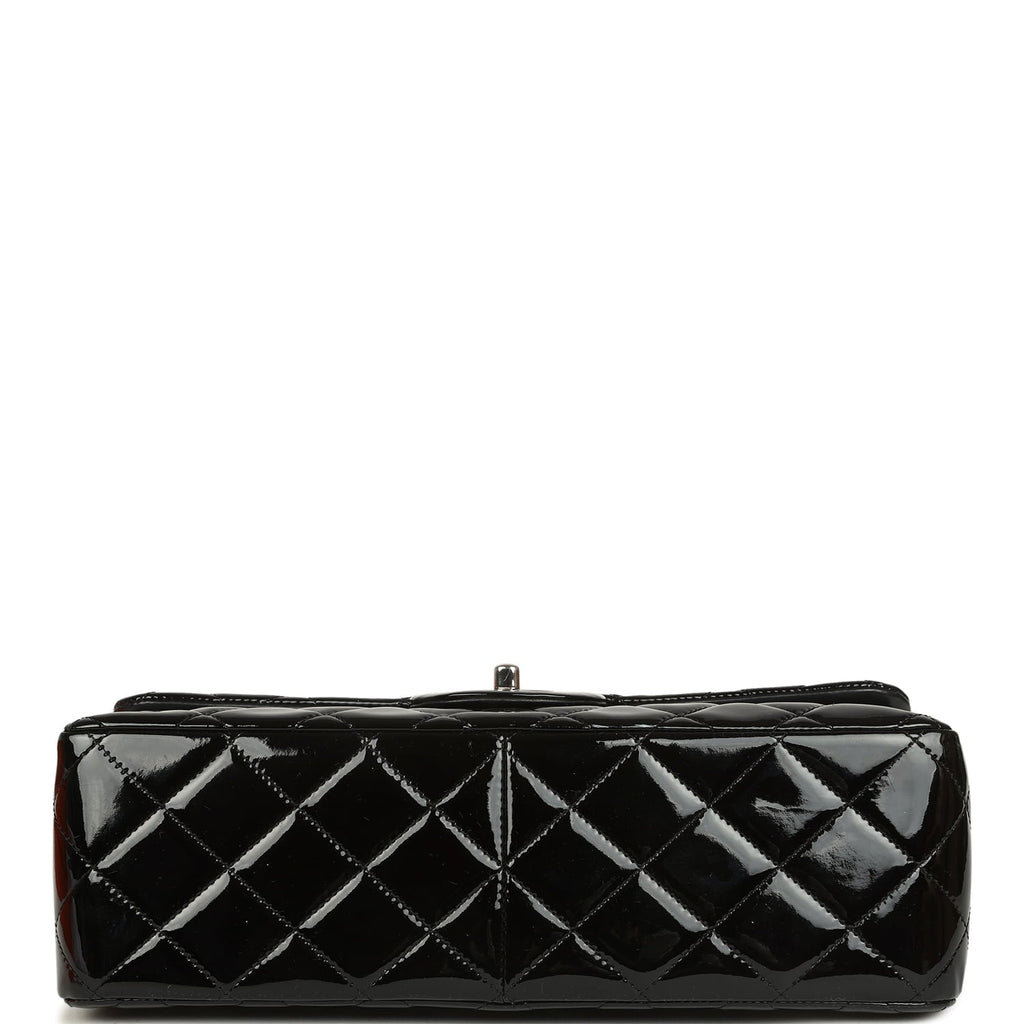 Chanel Jumbo Classic Double Flap Bag Black Patent Silver Hardware