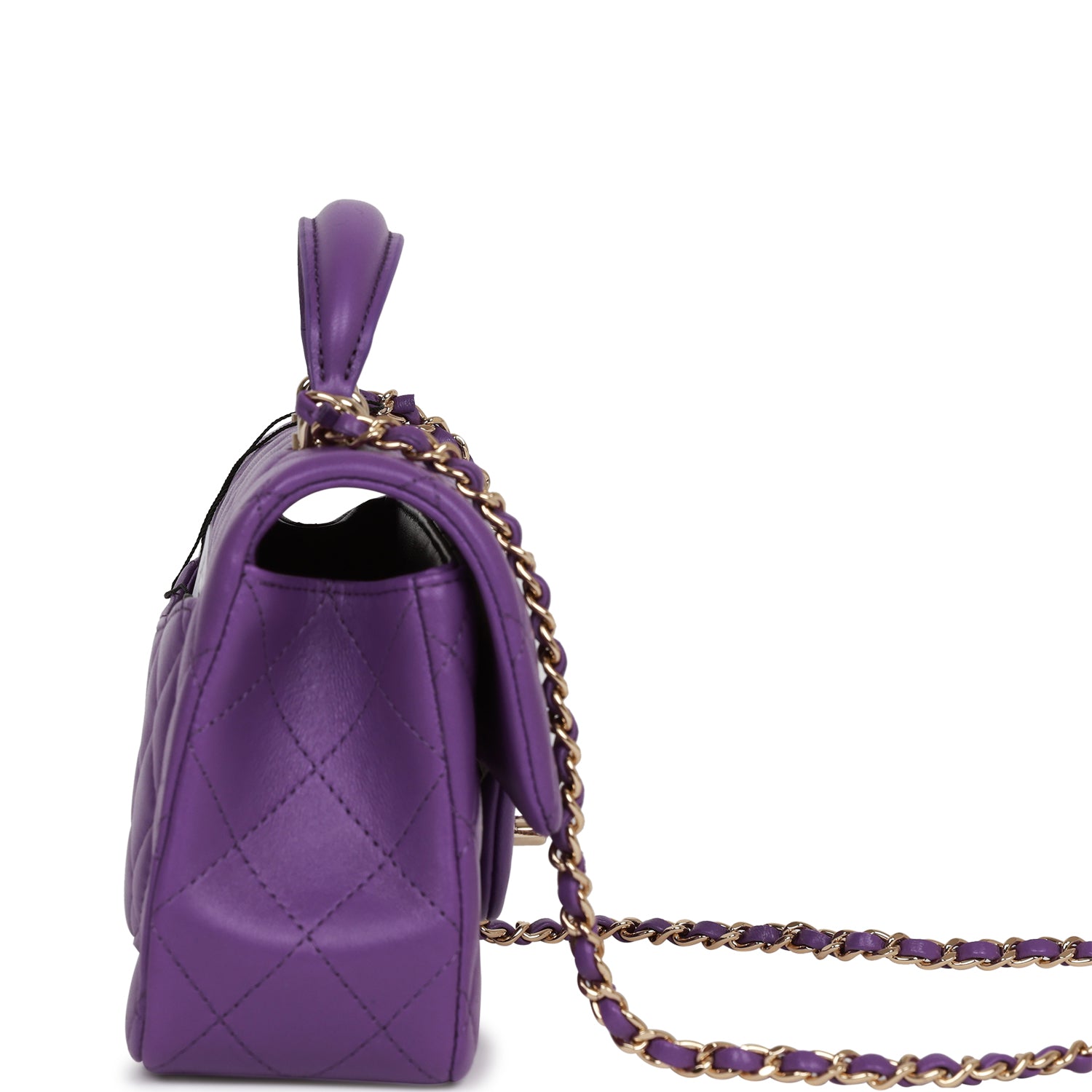 Chanel Mini Rectangular Flap with Top Handle Purple Lambskin Light Gold Hardware