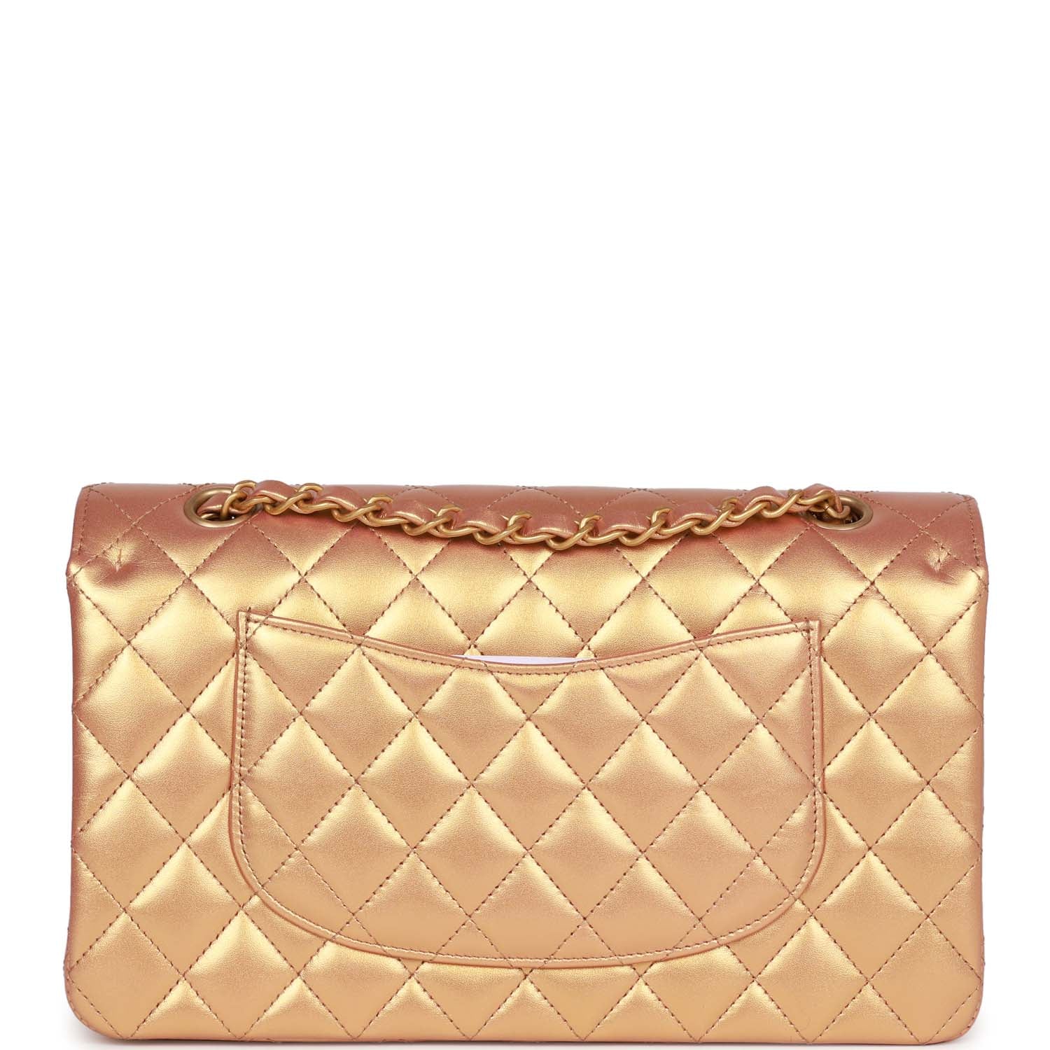 Chanel Medium Classic Flap Bag Metallic Iridescent Gold Calfskin Antique Gold Hardware