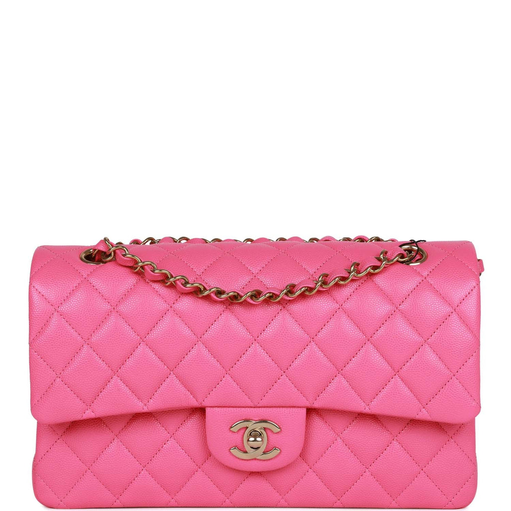 Chanel Medium Classic Double Flap Bag Hot Pink Caviar Gold Hardware