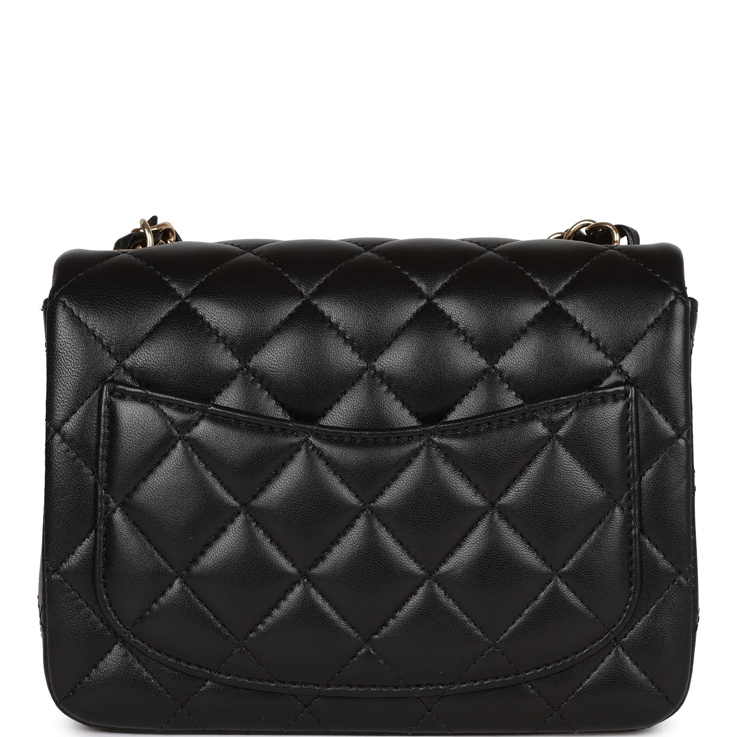 Chanel Mini Square Flap Bag Black Lambskin Light Gold Hardware