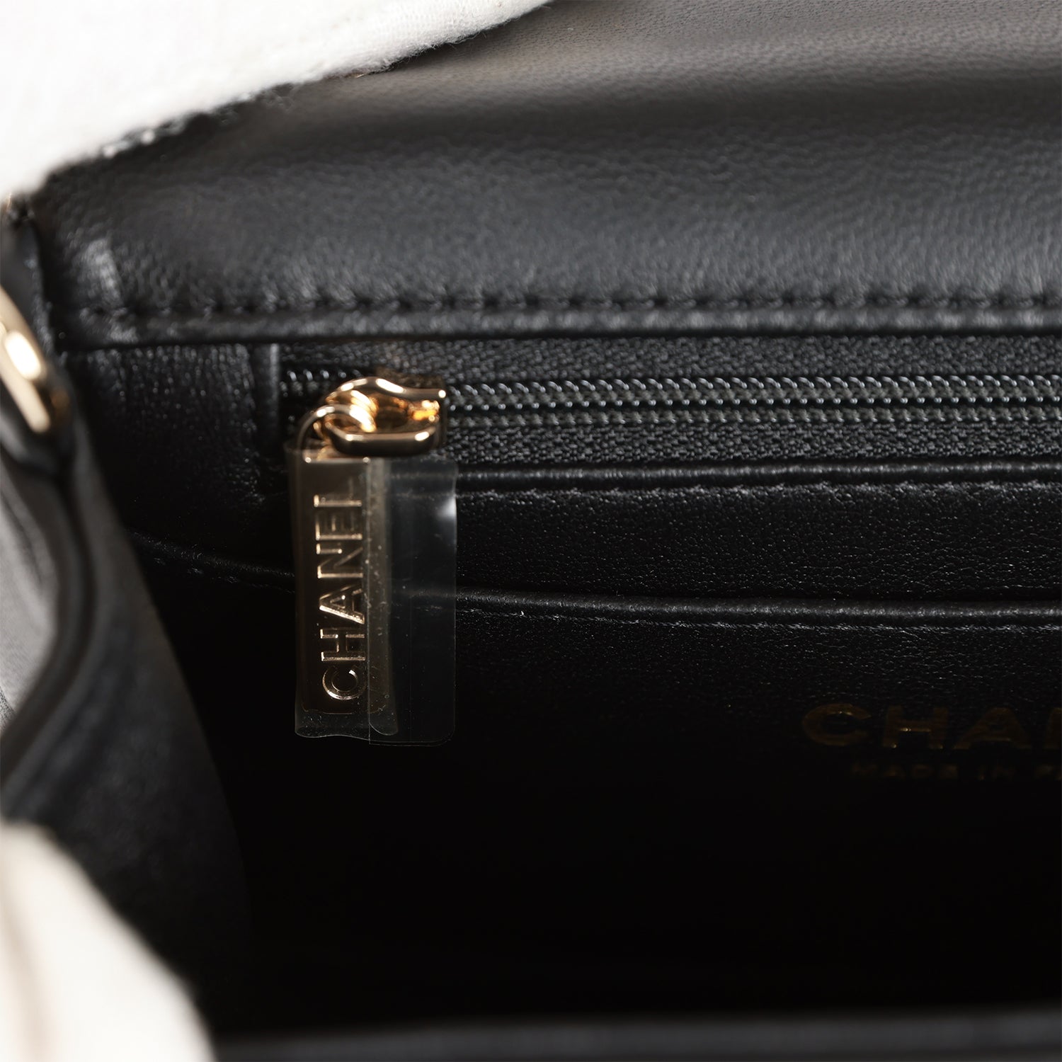 Chanel Monaco Mini Square Flap Bag Black Lambskin Light Gold Hardware