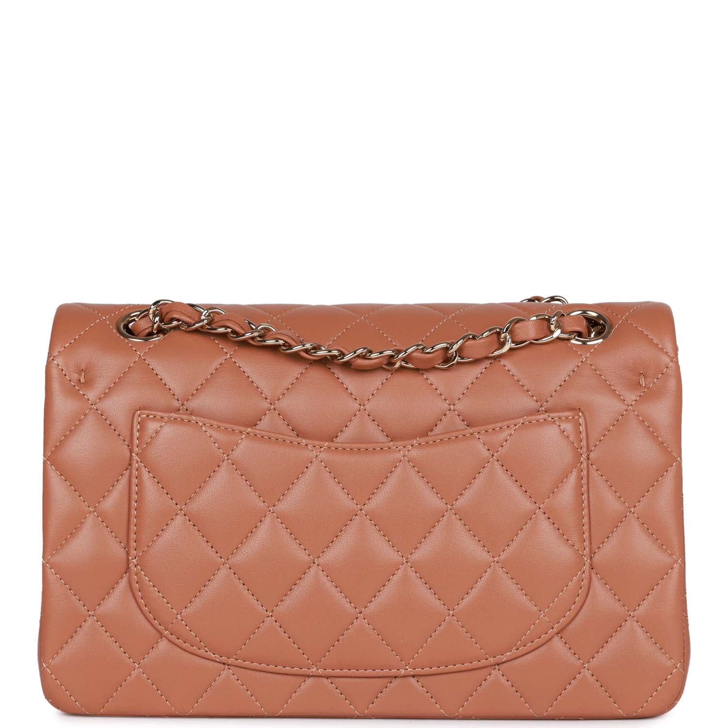 Chanel Small Classic Double Flap Bag Caramel Brown Lambskin Light Gold Hardware