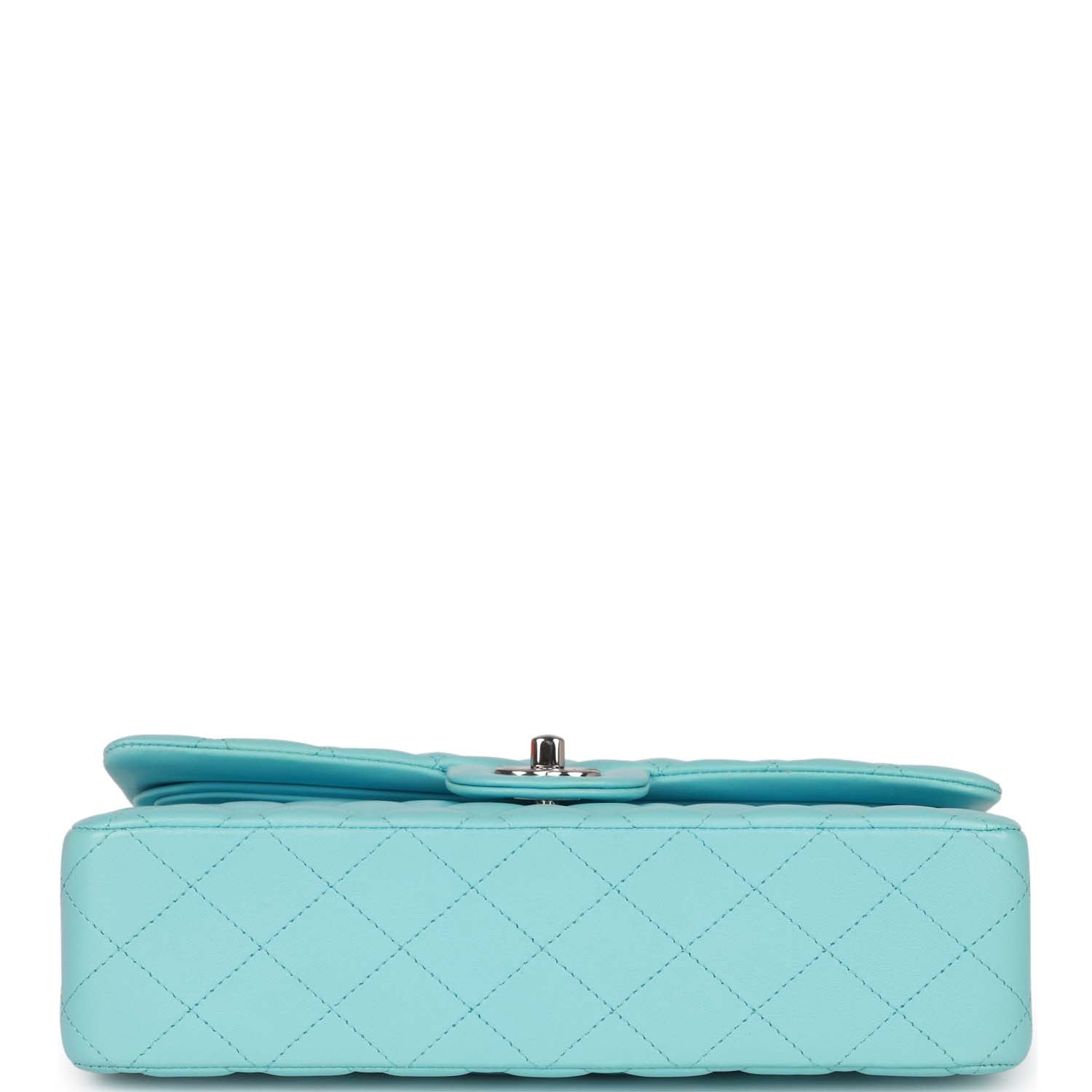 Chanel Medium Classic Double Flap Bag Blue Lambskin Silver Hardware