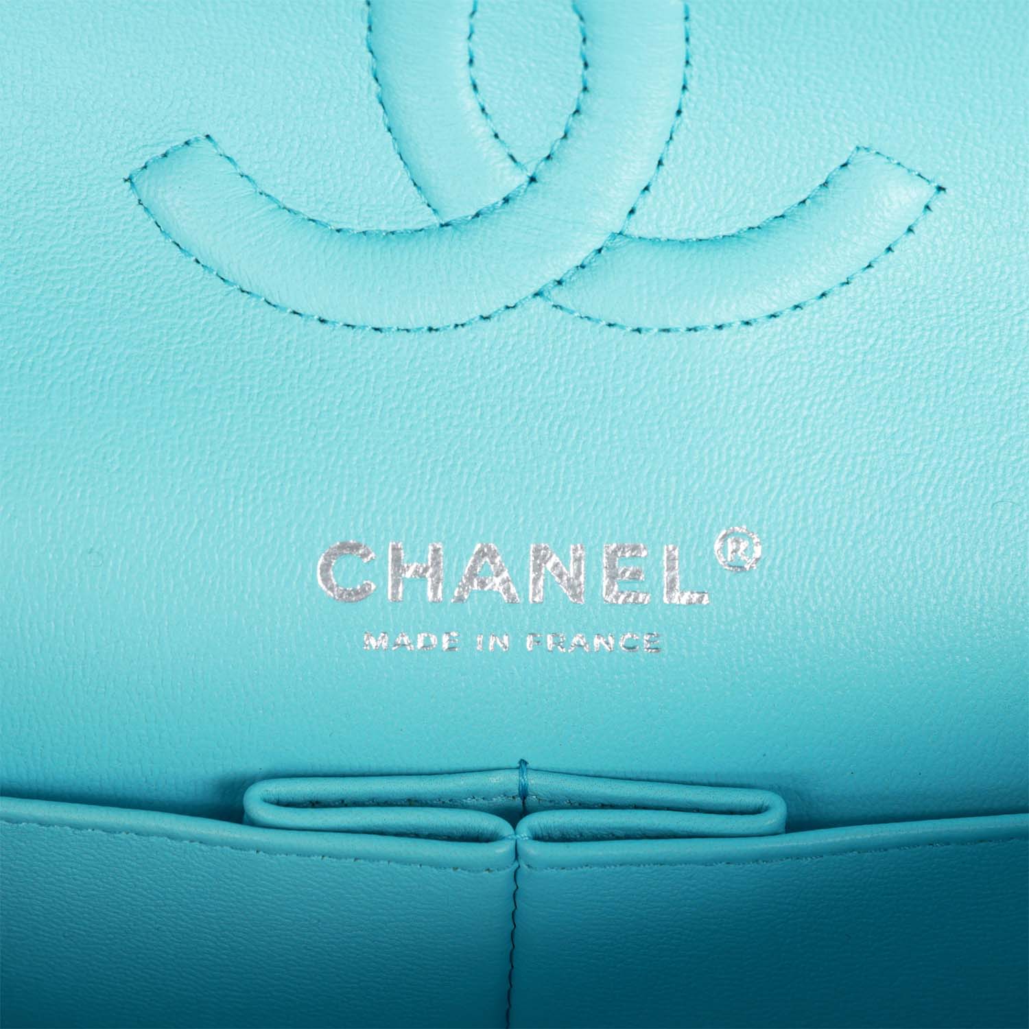 Chanel Medium Classic Double Flap Bag Blue Lambskin Silver Hardware