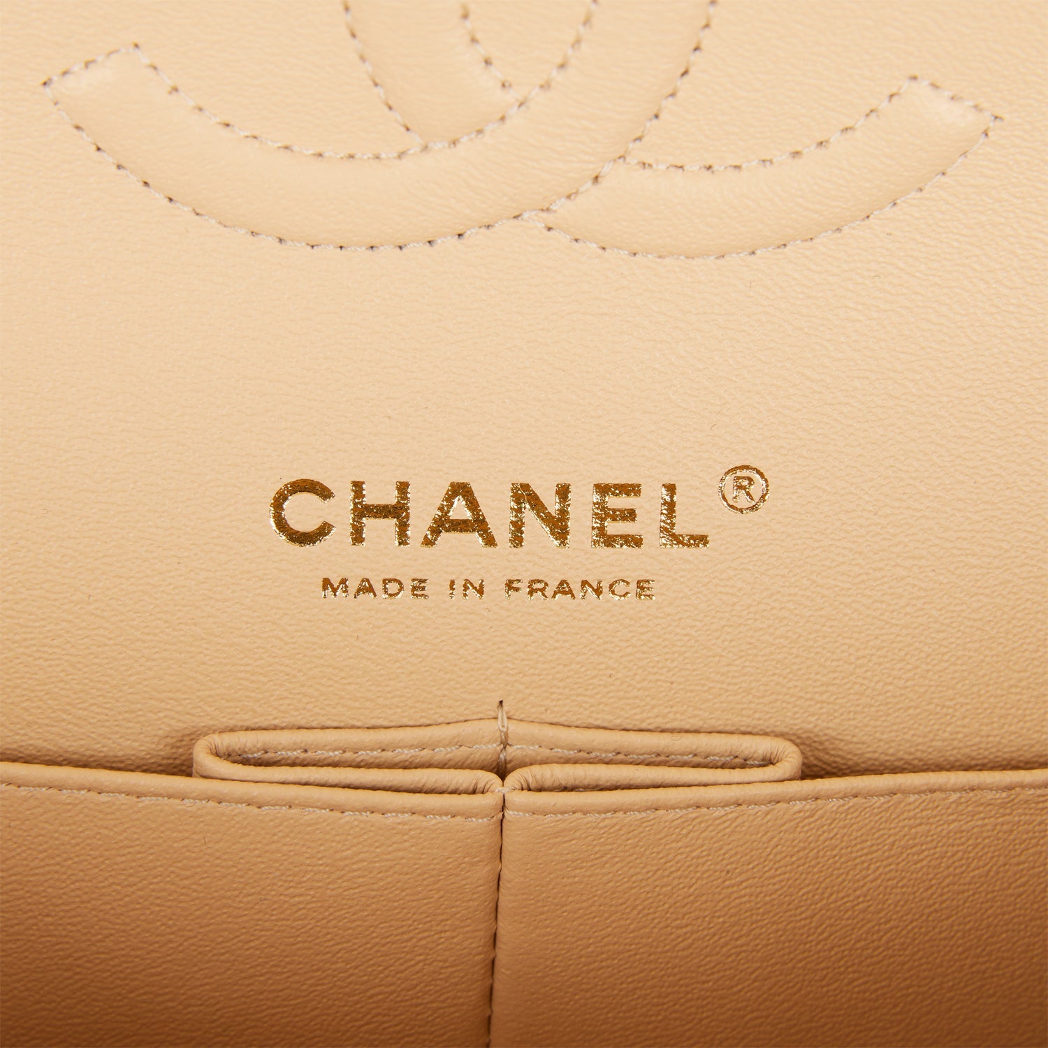 Chanel Medium Classic Double Flap Bag Beige Caviar Gold Hardware