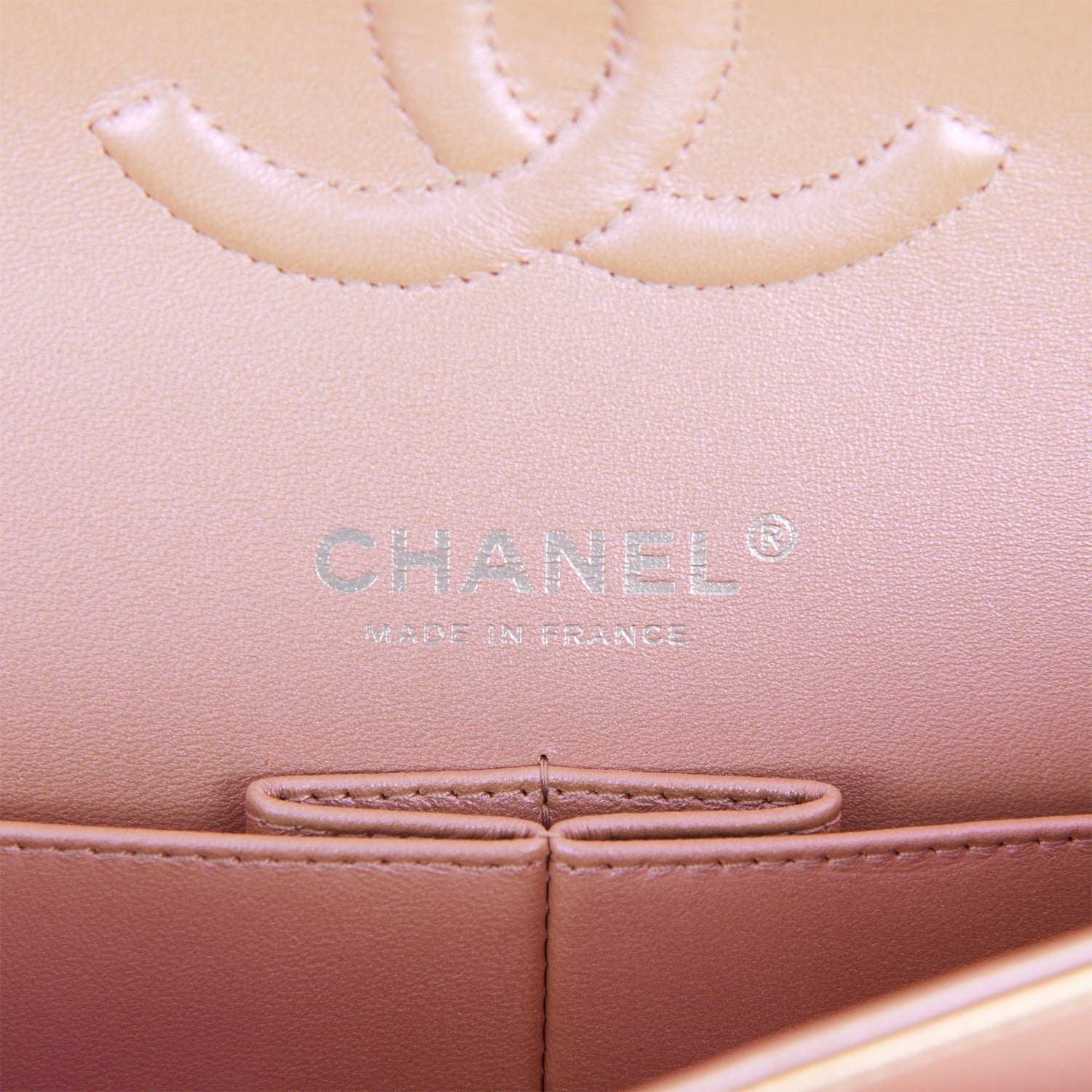 Chanel Medium Classic Double Flap Bag Pink Iridescent Lambskin Silver Hardware