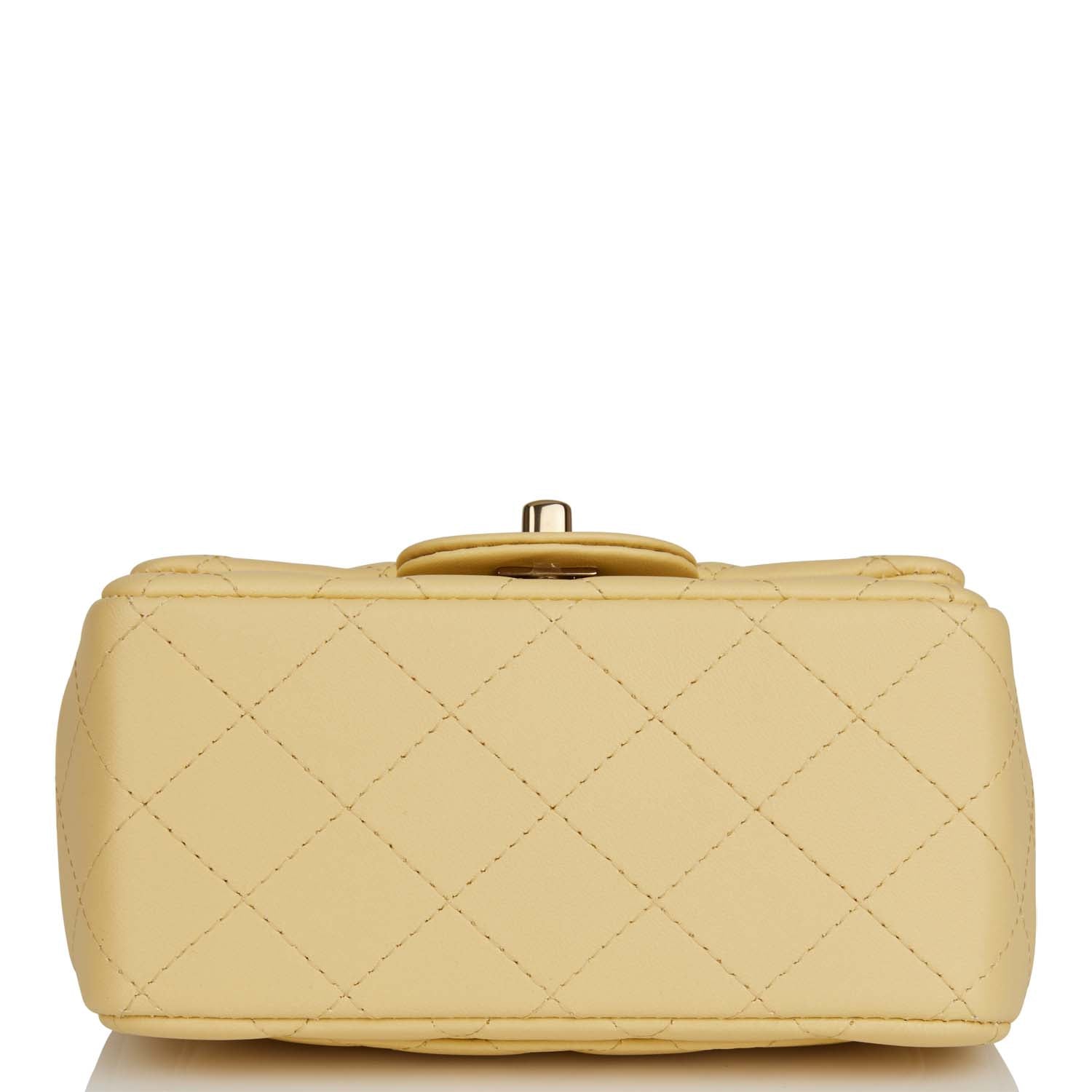 Chanel Mini Square Flap Bag Yellow Lambskin Light Gold Hardware