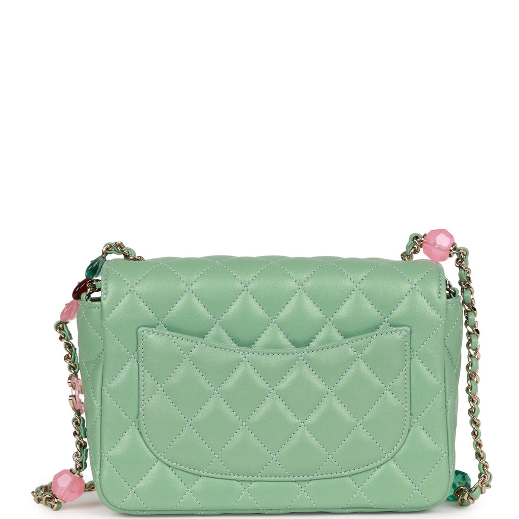 Chanel Candy Heart Mini Flap Bag Turquoise Lambskin Enamel and Light Gold Hardware