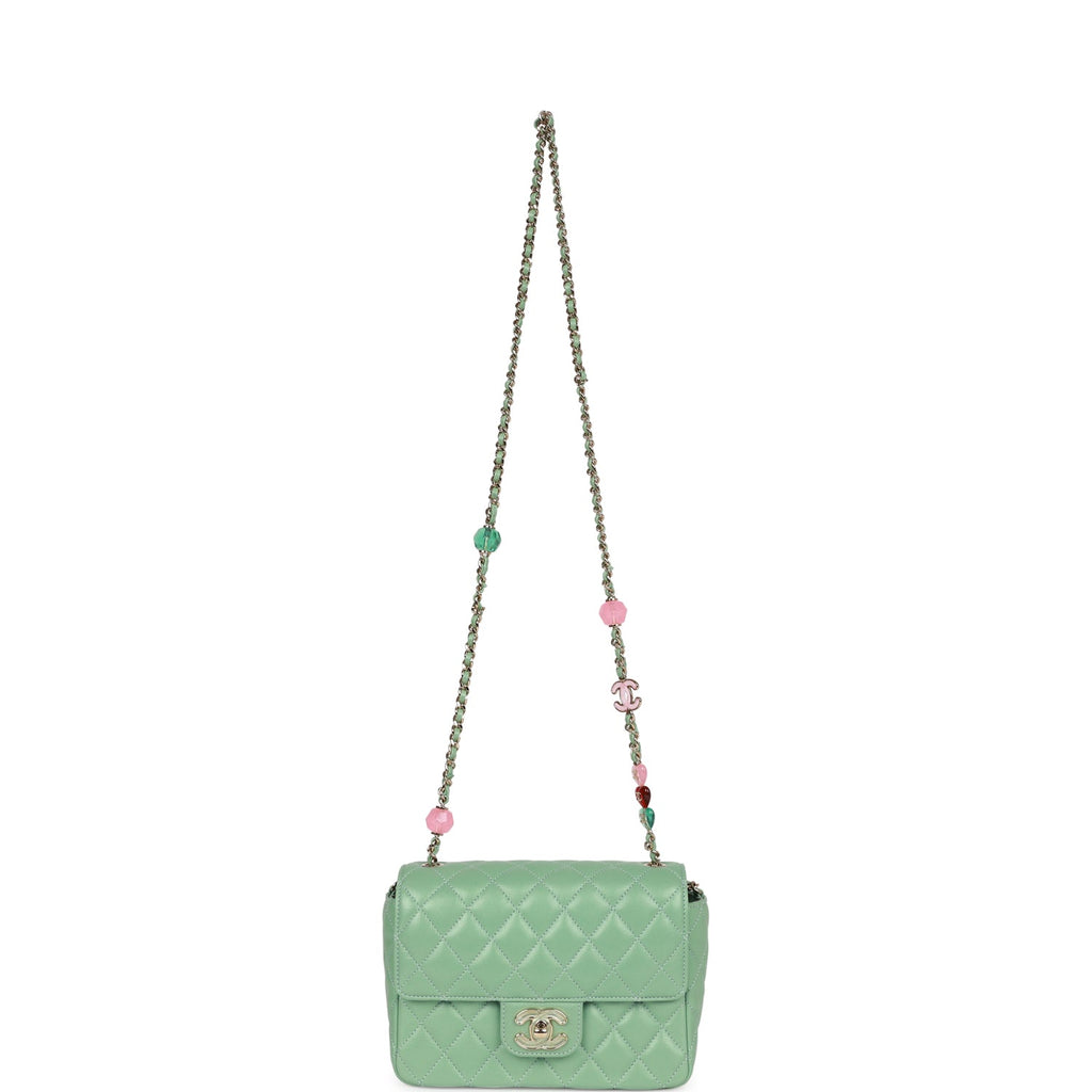 Chanel Candy Heart Mini Flap Bag Turquoise Lambskin Enamel and Light Gold Hardware