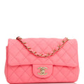 Chanel Mini Rectangular Flap Bag Pink Lambskin Light Gold Hardware