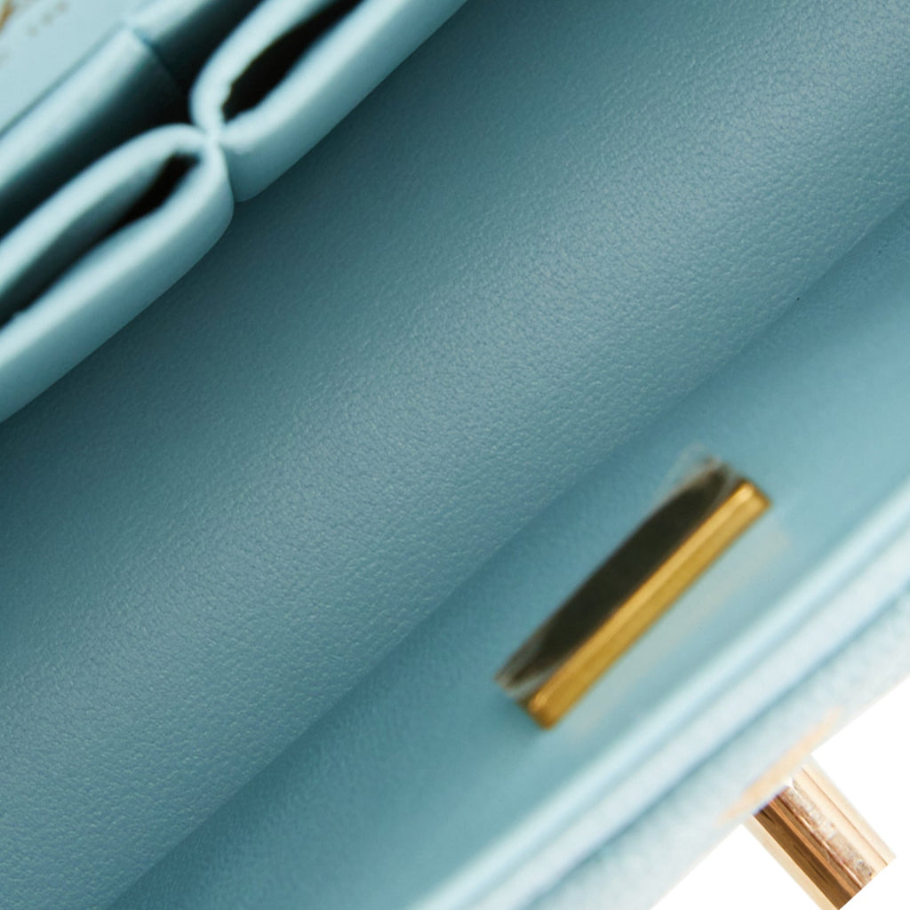 Chanel Medium Classic Double Flap Bag Blue Quilted Caviar Light Gold Hardware