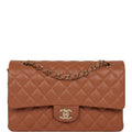 Chanel Medium Classic Double Flap Bag Caramel Lambskin Light Gold Hardware