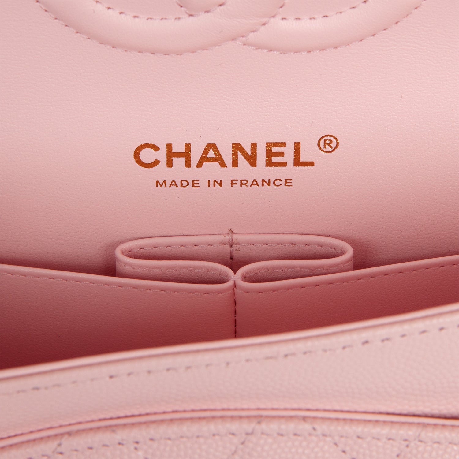Chanel Medium Classic Double Flap Bag Light Pink Caviar Light Gold Hardware
