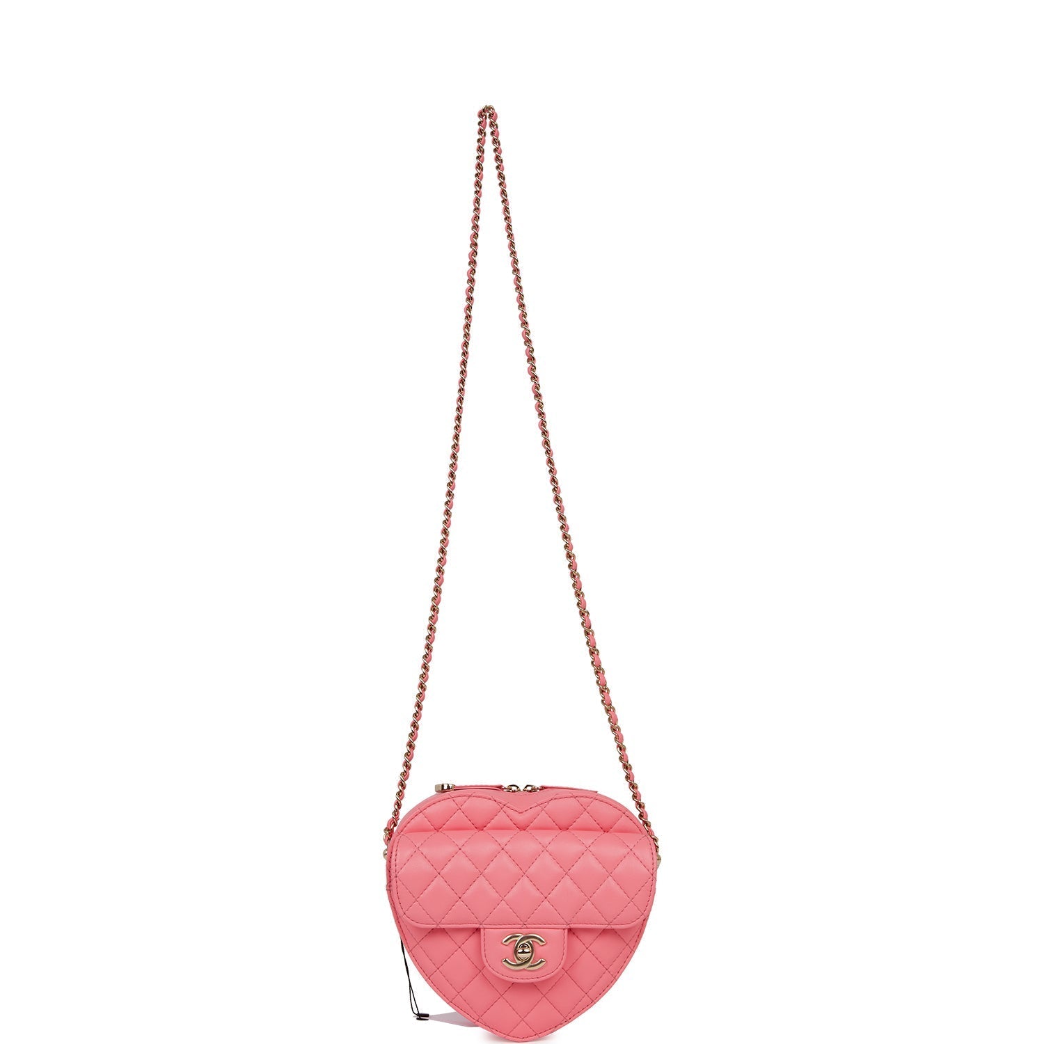 Chanel CC In Love Large Heart Bag Pink Lambskin Light Gold Hardware