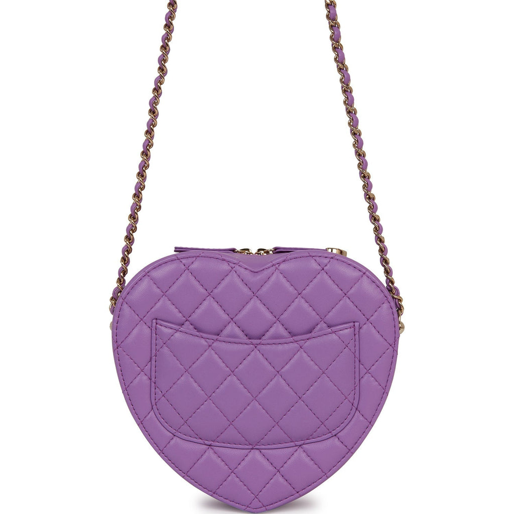 Chanel CC In Love Large Heart Bag Purple Lambskin Light Gold Hardware
