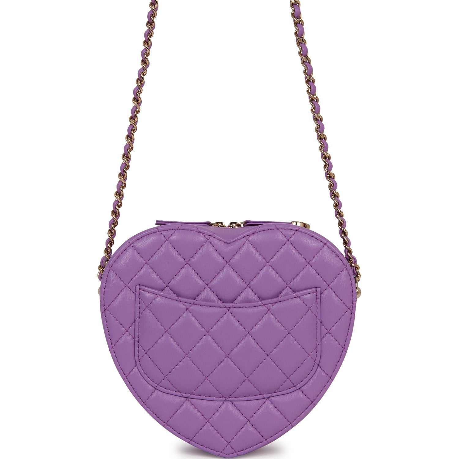 Chanel CC In Love Large Heart Bag Purple Lambskin Light Gold Hardware