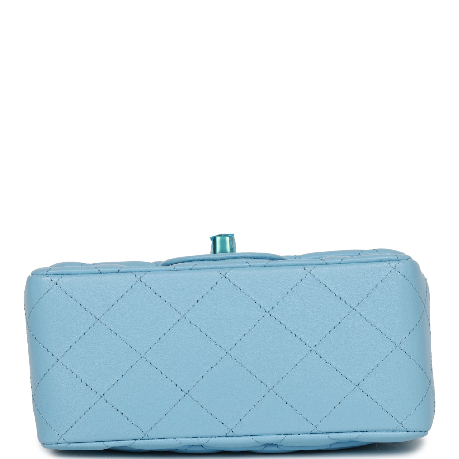 Chanel Mini Square Flap Bag Blue Lambskin Light Gold Hardware