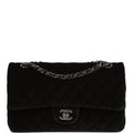Pre-owned Chanel Medium Classic Double Flap Bag Black Velvet Ruthenium Hardware