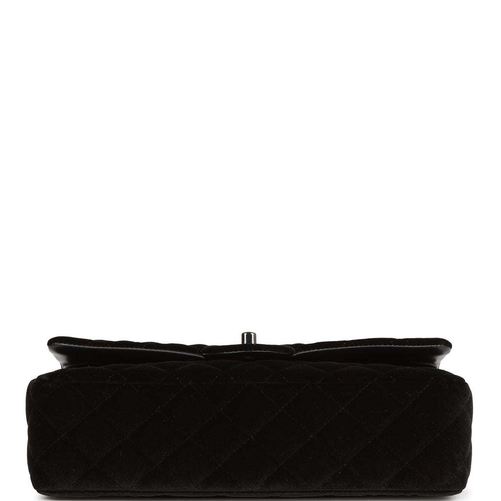 Pre-owned Chanel Medium Classic Double Flap Bag Black Velvet Ruthenium Hardware