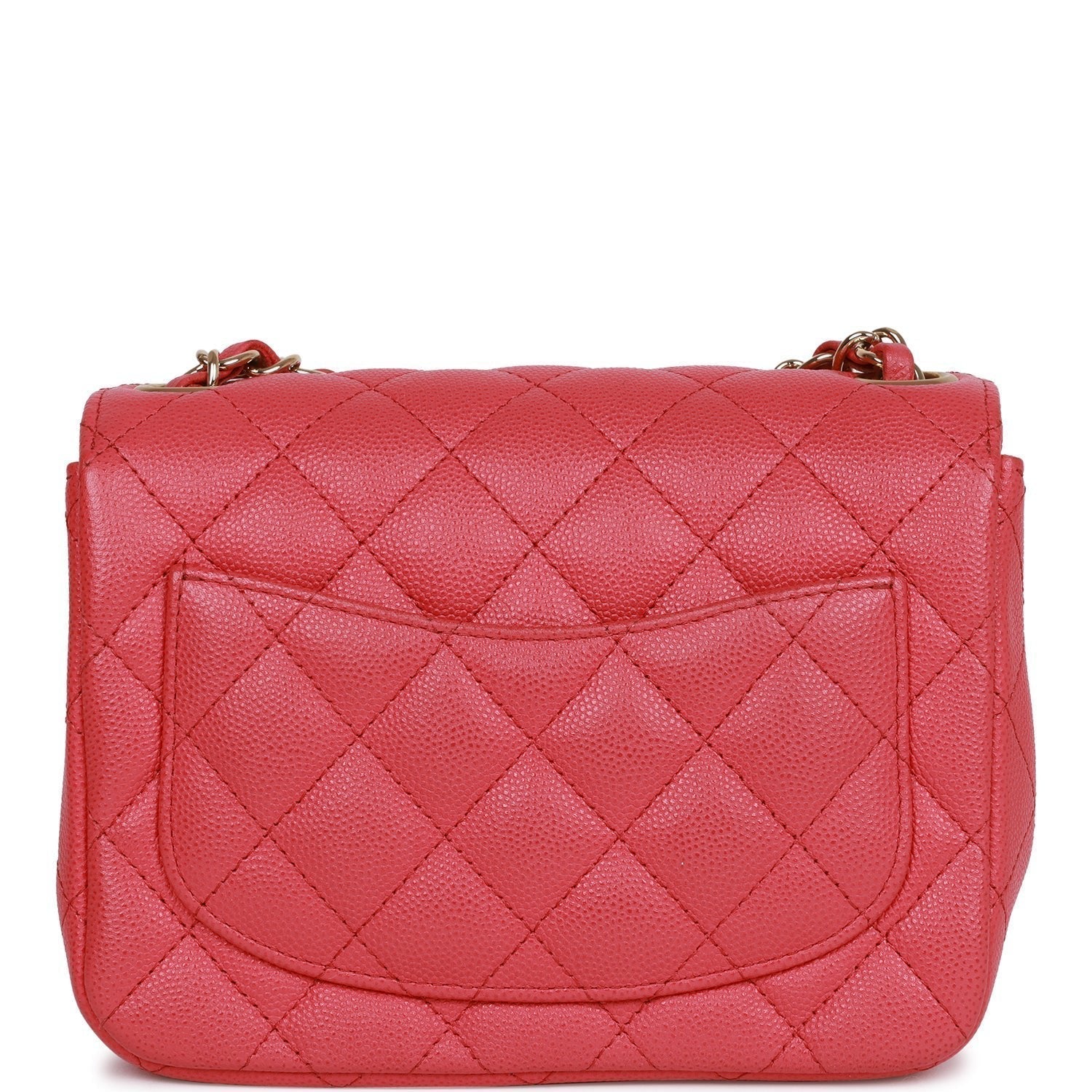 Pre-owned Chanel Mini Square Flap Bag Pink Caviar Gold Hardware