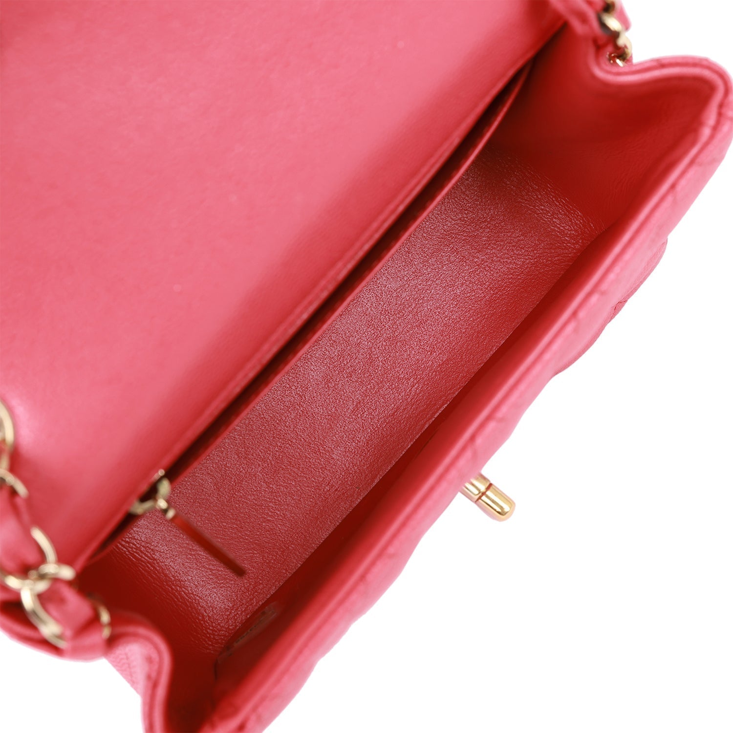 Pre-owned Chanel Mini Square Flap Bag Pink Caviar Gold Hardware
