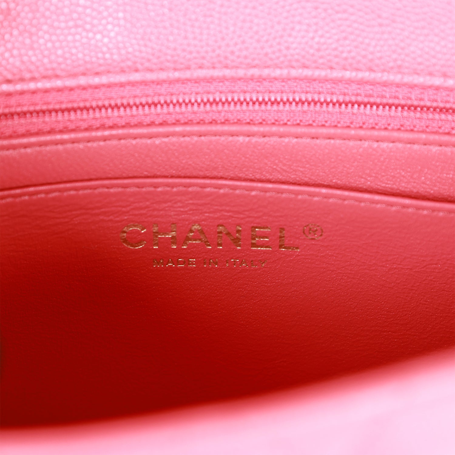 Pre-owned Chanel Mini Square Flap Bag Pink Caviar Gold Hardware